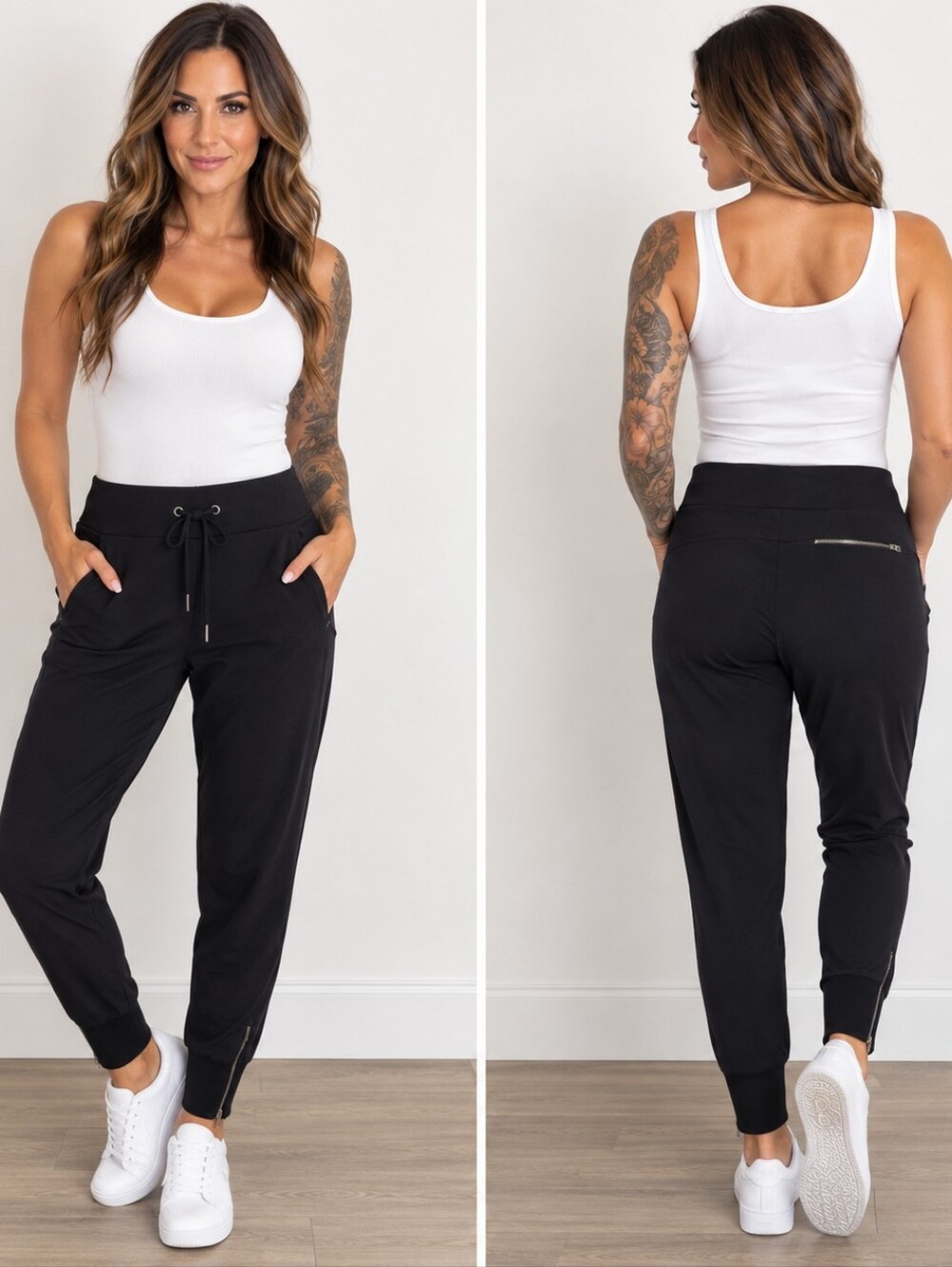 Athleta Metro Street Joggers XS Black Zip Pockets Ankle Zip Pants